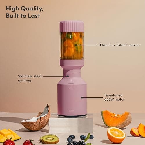 Beast Mighty 850 Plus | Premium Compact Personal Blender | Smoothies, Shakes, Dressings, Sauces | Blends Ice and Frozen Fruit | New XL Vessel | Extra Vessels, Lids and Straws | 850W (Lilac) thumbnail 3
