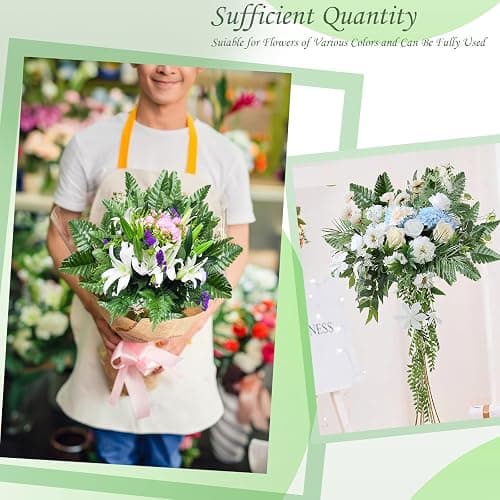 XONOR Artificial Silk Leaf Fern - Artificial Fern Leaves Stem Faux Greenery Plant for Cemetery Grave Headstone Wedding Home Garden Decoration (100Pcs, Dark Green) thumbnail 5
