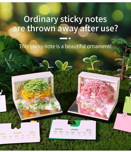 HOTOYMDS 3D Calendar 2026,3D Desk Calendar 2026 With LED Lights,3D Art Calendar Memo Pad 2026,Blossom Grove Island Desktop Decoration,Tear-Away 3D Paper Art Notepad w LED Lights,Christmas Gift,New Year Gift (Blossom Grove Island(Soft Pink)) - Blossom Grove Island(Soft Pink) thumbnail 6