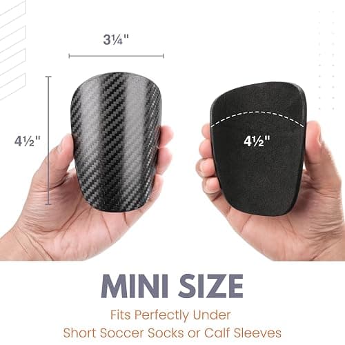 LIGVIV Mini Soccer Shin Guards - Carbon Fiber Shin Pads with Portable Carrying Case for Men, Women, Youths thumbnail 2