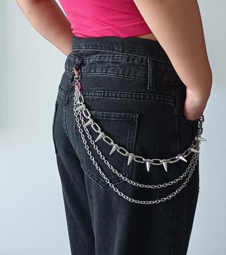 QWALIT Pants Chain for Men Pocket Chain for Pants Jean Chains for Men Jean Chains Chains for Jeans Biker Chain Hip Chain Jean Chains for Women Pants Chain for Women Hip Jewelry for Women Punk Chain thumbnail 2