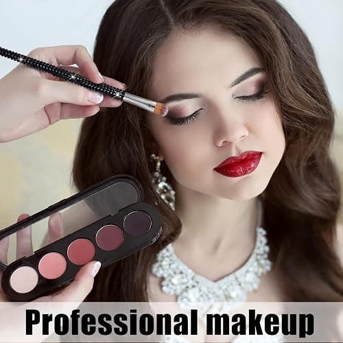 Rtteri 13 Pcs Rhinestone Black Makeup Brushes Set Bling Crystal Professional Face Cosmetics Blending Liquid Foundation Powder Concealer Eye Shadows Make up Beauty Tool Glitter with Holder thumbnail 4