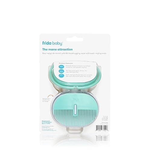 Frida Baby Head-Hugging Hairbrush and Comb Set: Flexi-Brush Countors to Head, Soft Bristled Brush, for Newborns and Up, Hair Brush + Comb + Storage Case thumbnail 6