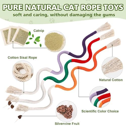 WOUSEDO 27 Pack Catnip Chew Toys for Cats,Cotton Sisal Rope Toys,Cat Natural Silvervine Sticks,for Cat Teeth Cleaning and Dental Care,Interactive Toy for Bored Indoor Cats thumbnail 2