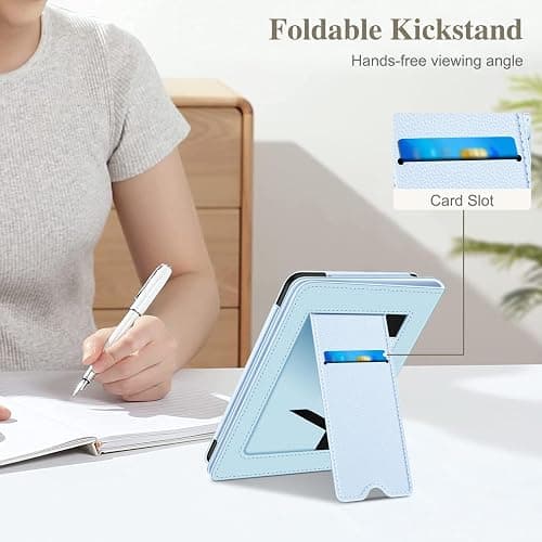 Fintie Case for 7"/6.8" Kindle Paperwhite(12th/11th Generation-2024/2021) and Kindle Colorsoft Signature Edition -Slim Foldable Stand Cover Auto Wake/Sleep for Paperwhite 2024, Sky Blue thumbnail 5