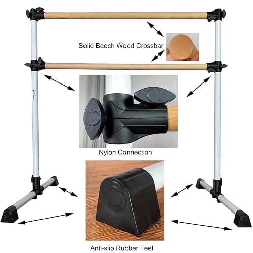 MARFULA 4 Ft Portable Wood Ballet Barre Ballet Bar Dance Barre Freestanding with Carry Bag thumbnail 4