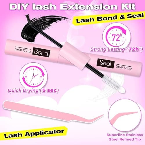 wiwoseo Individual Eyelashes Cluster Lashes Kit Lashes Individual Cluster Kit 60+80+100D Lash Clusters Eyelash Extensions Eyelashes Individuals Kit with Bond and Seal Lash Glue (10-18MM) thumbnail 5