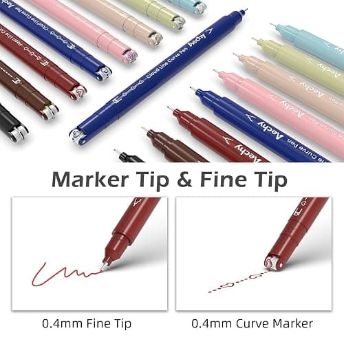 AECHY Dual Tip Curve Highlighter Pens,8 Colors Pattern Roller Fine Tip Pens | Creative Journaling Pens with Unique Curve Designs,Colored Markers for Note Taking,Drawing,Scrapbooking,School Supplies,Gifts thumbnail 3