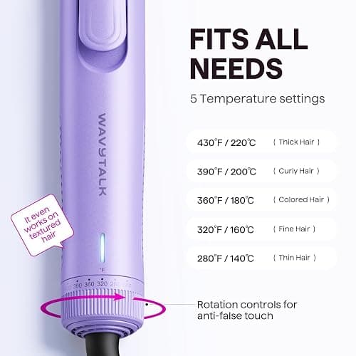 Wavytalk Airflow Styler Curling Iron, Cool Curl, 360° Cool Air Lock in Style for Lasting Curls, Reduces Damage, 2 in 1 Hair Straightener and Curler, 1.25 Inch, Anti-Scald for Short Long Hair, Purple thumbnail 6