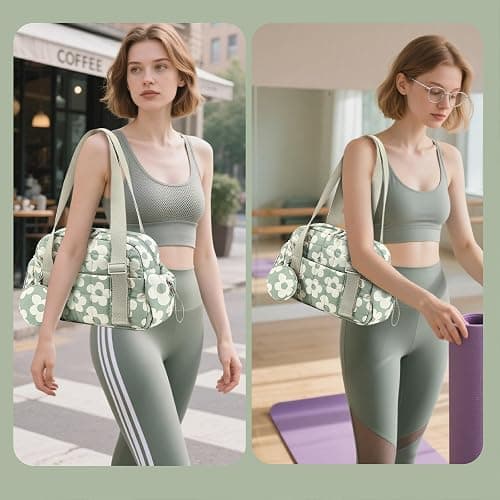 CAMTOP Mini Gym Bag for Women, Small Gym Tote Bag Puffy Quilted Sports Duffel Bag with Wet Compartment and Coin Purse Duffel Bags Dance Yoga Workout Bag for Gifts thumbnail 8