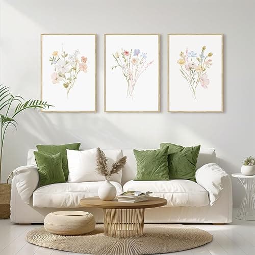 Nursery Wildflower Wall Art Girl Flower Canvas Wall Decor Floral Nursery Art Prints Pink Flower Pictures Botanical Wildflower Painting Pastel Floral Artwork for Girls Bedroom 12x16x3 Inch Unframed thumbnail 5