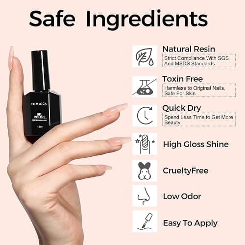 TOMICCA Nude Gel Nail Polish,15ml Sheer Light Nude Gel Polish | Soak Off UV LED Cure Needed，Jelly Translucent Color Long Lasting，French Nail Art Salon DIY Manicure Gift for Women thumbnail 5