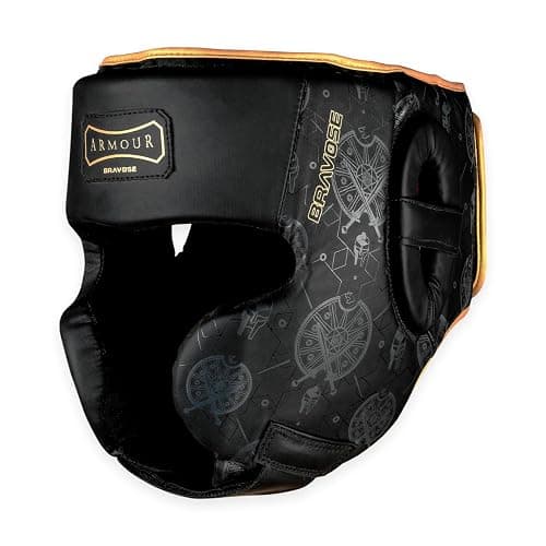BRAVOSE Armour Boxing Headguard | Professional Strap Boxing, Training, Sparring & Martial Arts Headgear | Head Guard for Ear, Cheek, Face Protection | Helmet for MMA, Kickboxing, Taekwondo - Image 1