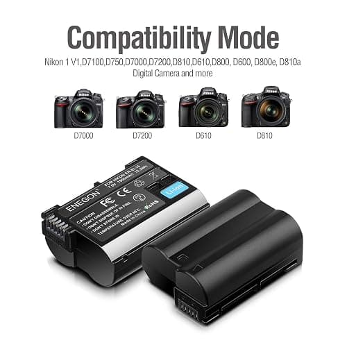 ENEGON EN-EL15C Batteries (2 Pack) and Smart LED Dual Charger Kit for Nikon ZF Z6,Z7 Z8 D7500 D7000, D7100, D7200 D500, D600, D610, D750,D780 D800, D810, D800E, D810A,D850 Digital Cameras thumbnail 3
