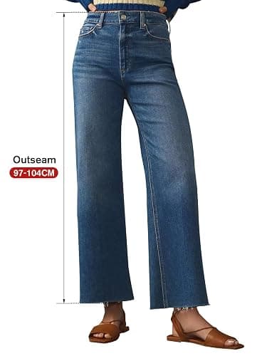 KUNMI Jeans for Women Wide Leg Baggy High Waist Boyfriends Straight Leg Stretchy Denim Pants Trendy Fall 2025 thumbnail 2