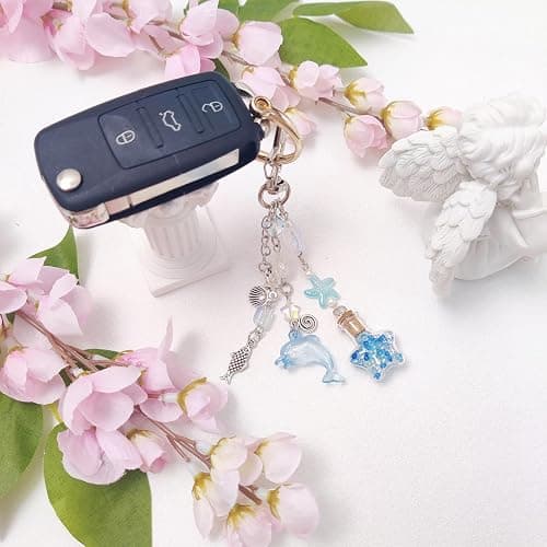 cioatu Y2K Aesthetic Keychains for Women Cute Flowers Star Cake Jellyfish Keychins Charms Kawaii Bag Purse Decor thumbnail 4