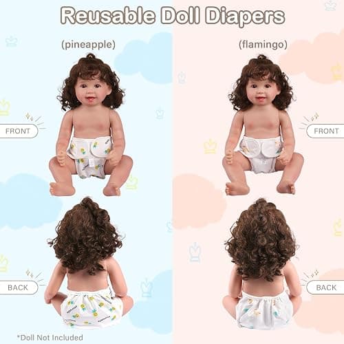 BABESIDE 4 PCS Baby Dolls Diapers Underwear for 17-24 Inch Reusable Doll Diapers Reborn Babys Doll Accessories Fits Baby Doll thumbnail 4