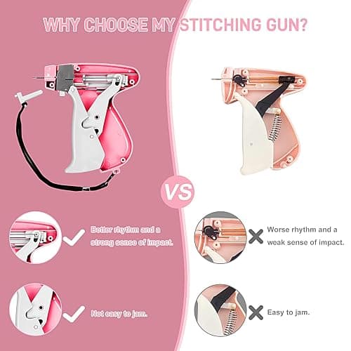 Stitch Gun for Clothes， Handheld Stitch Gun Quick Clothing Fixer，Sewing Kit Includes 1,000 Black Fasteners & 1,000 White Fasteners & 6 Needles，Tagging Gun（Pink） thumbnail 8