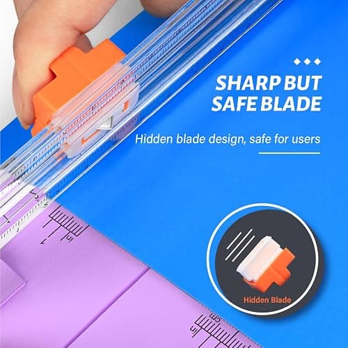 Evteck Paper Cutter 12 Inch Paper Trimmer Slider Crafting Scrapbooking Supplies for A4 Vinyl Photo Cardstock with Security Blade and Foldable Ruler thumbnail 3