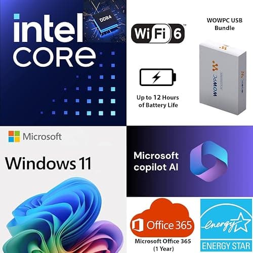 HP 14 Ultrabook Laptop • Intel CPU • 8GB RAM • 1.1TB Storage (128GB SSD w/External+ 1TB OneDrive) • Up to 12 Hours Battery Life • Windows 11 Pro • w/WOWPC Recovery USB thumbnail 2
