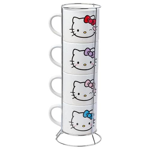 Silver Buffalo Sanrio Hello Kitty Faces and Hearts 4pc Ceramic Mug Stack Set, 10 Ounces thumbnail 4