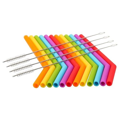 Reusable Silicone Straws for Toddlers & Kids - 12 pcs Flexible Short Drink 6.6" Straws for 6-10 oz Yeti/Rtic/Ozark Tumblers & 4 Cleaning Brushes - BPA free, no Rubber Tast thumbnail 4