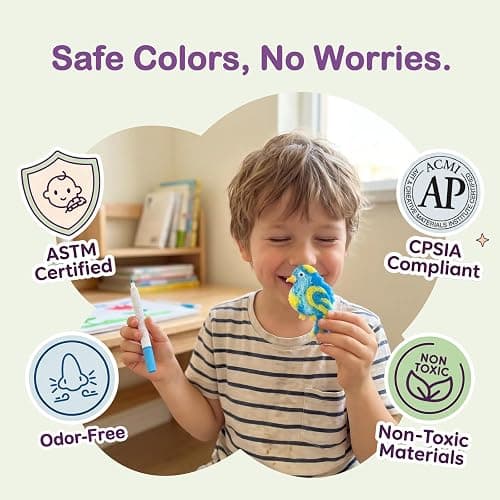 TMOL 103 Pcs Magic Foam Texture Painting Kit, Mess Free Craft Kits for Kids | Including 72 Pcs Foam Texture Paper & 12 Colors Acrylic Paint Markers, Creative Magic Puffy Paint Kit, Arts Crafts for Kids thumbnail 5