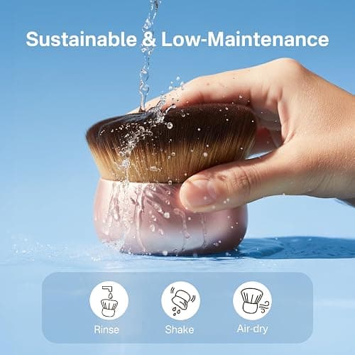 Streak-Free Kabuki Self Tanner Brush, Large Body Makeup Brush,Soft Dense Body Brus h for Self Tanner, Vegan Tanning Brush for Self Tan, Even Coverage, Ideal for Mousse, Lotion & Bronzing Foam, Pink thumbnail 5