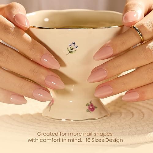 Beetles Gel Nail Tips Flat-X - Almond Short, 320pcs 16 Sizes, Pre-Etched Half Matte Full Cover Soft Acrylic Press on False Nail Extension Tips Easy DIY Salon for Flat & Natural Nail Beds thumbnail 3