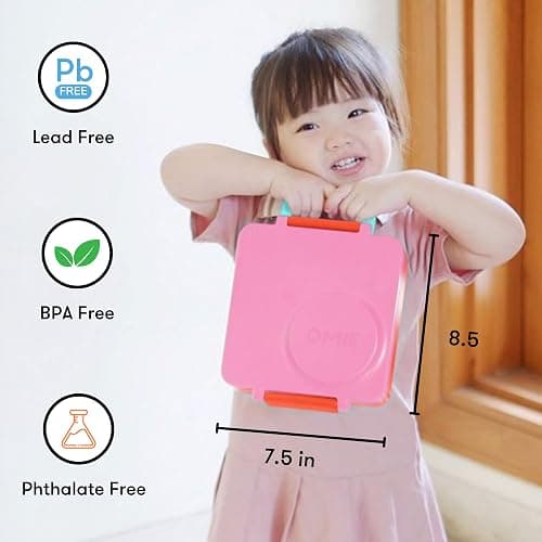 OmieBox Bento Box for Kids - Insulated Bento Lunch Box with Leak Proof Vacuum Insulated Food Jar - 3 Compartments, Two Temperature Zones (Pink Berry) thumbnail 2