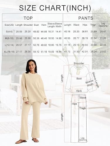 LILLUSORY Women 2 Piece Outfits Sweatsuit Oversized Knit Pullover Sweater Tops Wide Leg Pants Lounge Set thumbnail 6