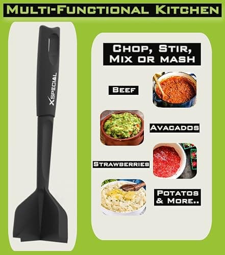 PROFESSIONAL MEAT CHOPPER TOOL - 70% Faster Than Spatula! Transform Hamburger Ground Beef into Perfect Tacos & Chili - Ergonomic Separator Smasher, Dishwasher Safe, Nylon Non-Scratch for All Cookware thumbnail 3