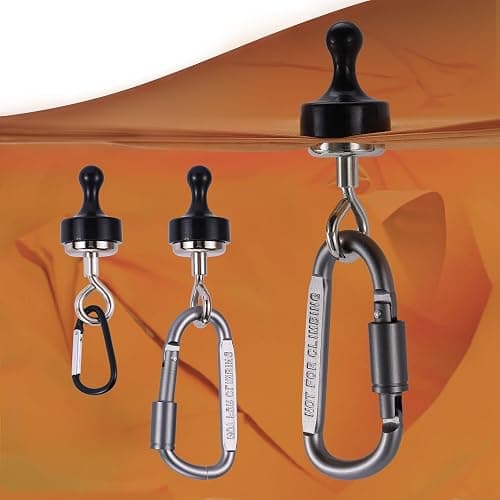 ECOSHIRE Magnetic Hooks for Canopy, Magnet Clip Hanger with Carabiner for Camping, Heavy Duty Earth Magnets, Cruise Hanging, Multifunctional Tent Canopy, Suitable Tents Swivel Snap thumbnail 2