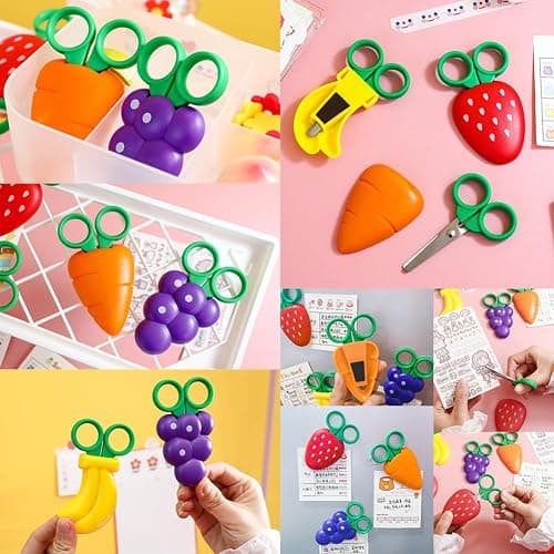 AKOAK 1 Count Paper Scissors, Children's Safety Paper Cuttings Scissors, Creative Fruit Scissors and Refrigerator Magnets are the Home Decorations for Students/Children (Strawberry) thumbnail 7