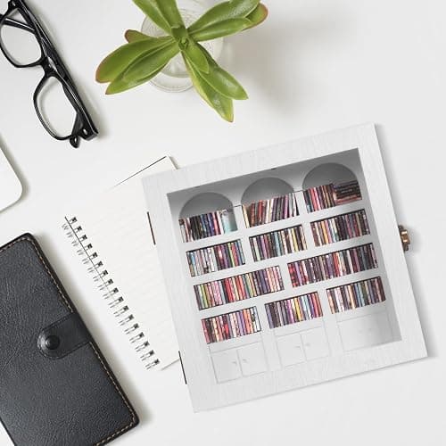 Anxiety Bookshelf – Mini Books Display for Stress Relief and Fun Decor, Perfect Decorative Miniature Library for Book Lovers, Ideal for Home Decor, Office Décor, and Thoughtful Gift Giving - White thumbnail 5