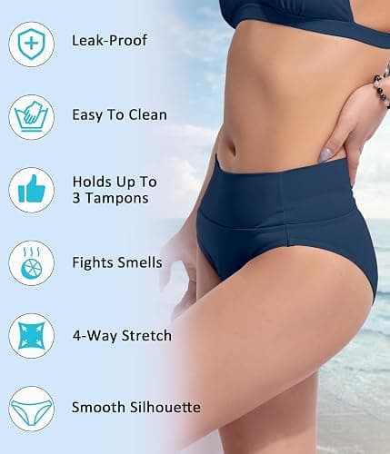 Beautikini Period Swimwear Bikini Menstrual Swim Bottoms Leakproof Bathing Suits for Teens Girl thumbnail 4