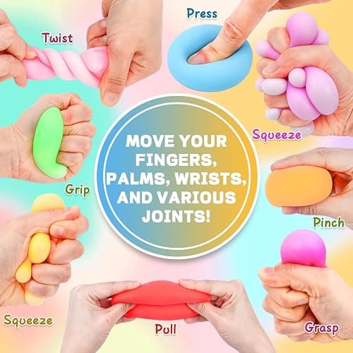 VISCOO 8 Pack Slow Rising Stress Ball,Stress Balls for Adults,Fidget Toys | Hand Therapy Sensory Squishy Ball for Stress Relief, Squishy Toys,Treasure Prize Box Toys for Kids Classroom thumbnail 3