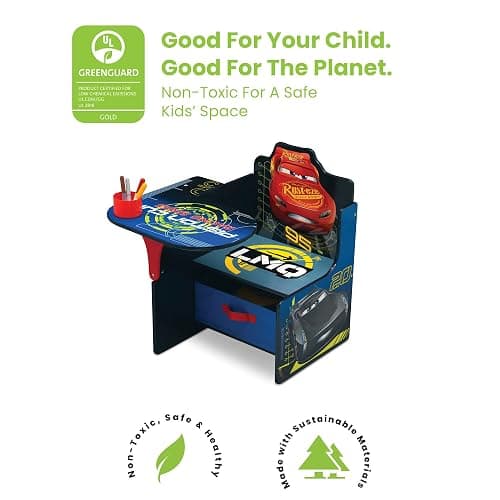 Delta Children Chair Desk With Storage Bin, Disney/Pixar Cars | Kids Chair Desk Includes Fabric Storage Bin and Cup Holder, Low to the Ground for Easy Access, Ideal for Toddlers/Kids Age 3+ thumbnail 4