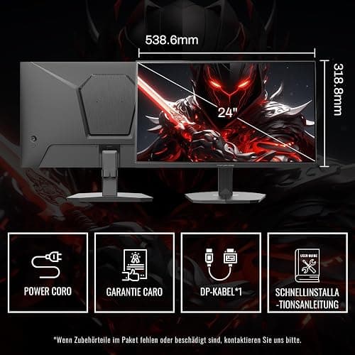 Minifire Gaming Monitor 24 Zoll, 180 Hz, 1ms, FreeSync, Full HD(1920 x 1080), Rahmenlos Bildschirm, Einstellbar, Low Blue Light, HDR 10,300Nits, sRGB 110%, 4000:1 Kontrast, HDMI 2.0&DP 1.2(MFG24F4L) thumbnail 9