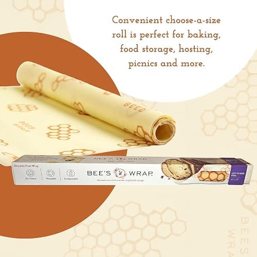 Bee's Wrap Beeswax Wrap Roll, 14 x 53 in - Honeycomb | Cut to Size Organic Beeswax Wraps - Plastic Free - Reusable Food Storage - Wrap Bowls, Bread & Produce - Made in USA thumbnail 6