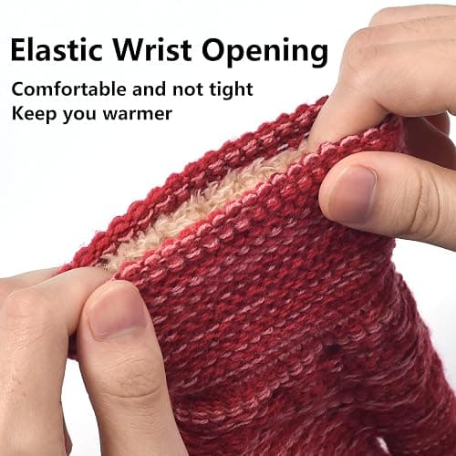 Women's Winter Warm Touch Screen Gloves Womens Thermal Cable Knit Wool Fleece Lined Glove for Cold Weather thumbnail 4