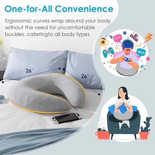QUEEN ROSE Reading Pillow for Gaming, Lap Desk Pillow for Sitting in Bed or Sofa, Compact Arm Support Pillow for Reading, Playing or Crocheting, Cooling Grey thumbnail 8