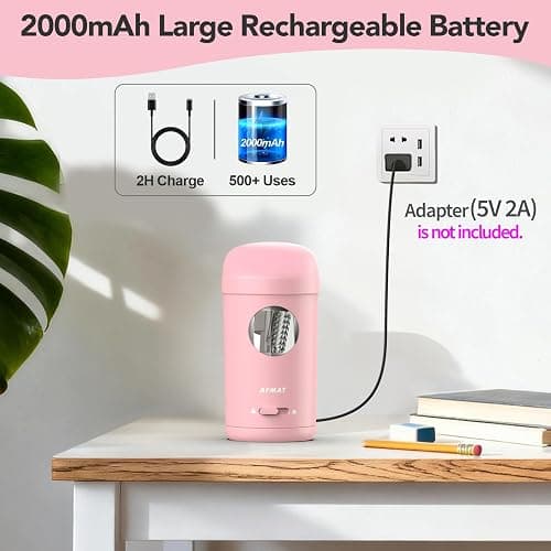 AFMAT Electric Pencil Sharpener, Fully Automatic Pencil Sharpener for 7-8mm Pencils & Colored Pencils, Auto in & Out, Rechargeable Vertical Hands-Free Sharpeners for Classroom/Home/Office PSX7(Pink) thumbnail 5