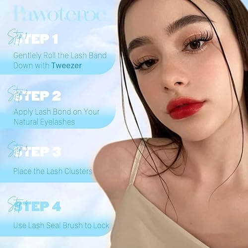 Pawotence Wispy Lash Clusters Natural Eyelash Clusters 8-16mm Cluster Eyelash Extensions 144pcs Fairy Individual Lashes Wispy Cluater Lashes Extension Natural Look thumbnail 7