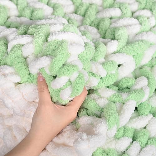 BSRHOME Chunky Chenille Yarn for Hand Knitting,Fluffy Soft Jumbo Yarn by Circular Needle & Crochet Hook,Super Bulky Big Yarn for Chunky Blanket,Large Thick Arm Knitting,1 Pack,Light Grey thumbnail 5