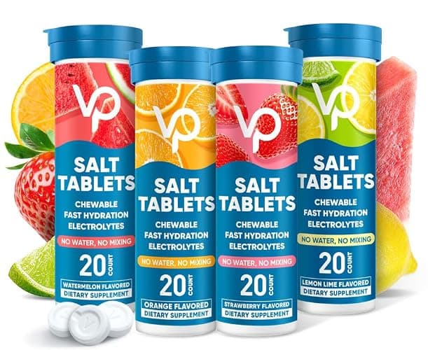 Venture Pal Chewable Electrolyte Tablets, 80 Count Fast-Dissolve Sugar-Free Stick Salt Tablets - Variety Pack for Rapid Hydration, Outdoor Running, Hiking, Sports | Keto & Vegan Friendly | 4 Pack - Image 1