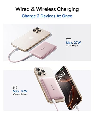 Baseus Picogo Magsafe Portable Charger, Qi2 Certified 0.5" Ultra Slim 15W Wireless Power Bank, 10000mAh 27W Fast Charging Magnetic Battery Pack with USB-C for iPhone 17/16/15/14/13/12 Series Only thumbnail 3