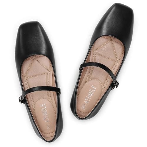 ATHMILE Mary Jane Shoes Women Ballet Flats Shoes for Women Slip on Comfortable Dressy Adjustable Strap for Work Office Business Casual - Image 1