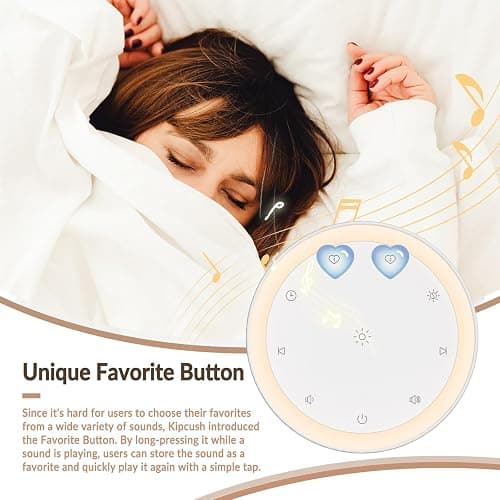 Kipcush Sound Machine & Night Light for Adults, Baby, Kids. White Noise Machine with 20 Soothing Sleep Sounds. Small Size & Portable Design for Bedroom, Office, Travel. Favorites Buttons, Timer - White - Small thumbnail 5