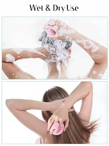 HEETA Scalp Massager Hair Growth, Soft Silicone Scalp Scrubber Shampoo Brush for Exfoliation, Dandruff Removal Head Massage Stress Relax, Wet & Dry Use for Thick Thin Curly Hair Care, Cherry Pink thumbnail 5